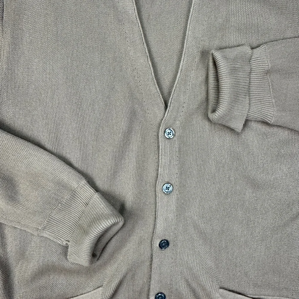 Vintage Towncraft JCPenney Men XL Tan Brown Grunge Prep Cardigan Sweater NWT